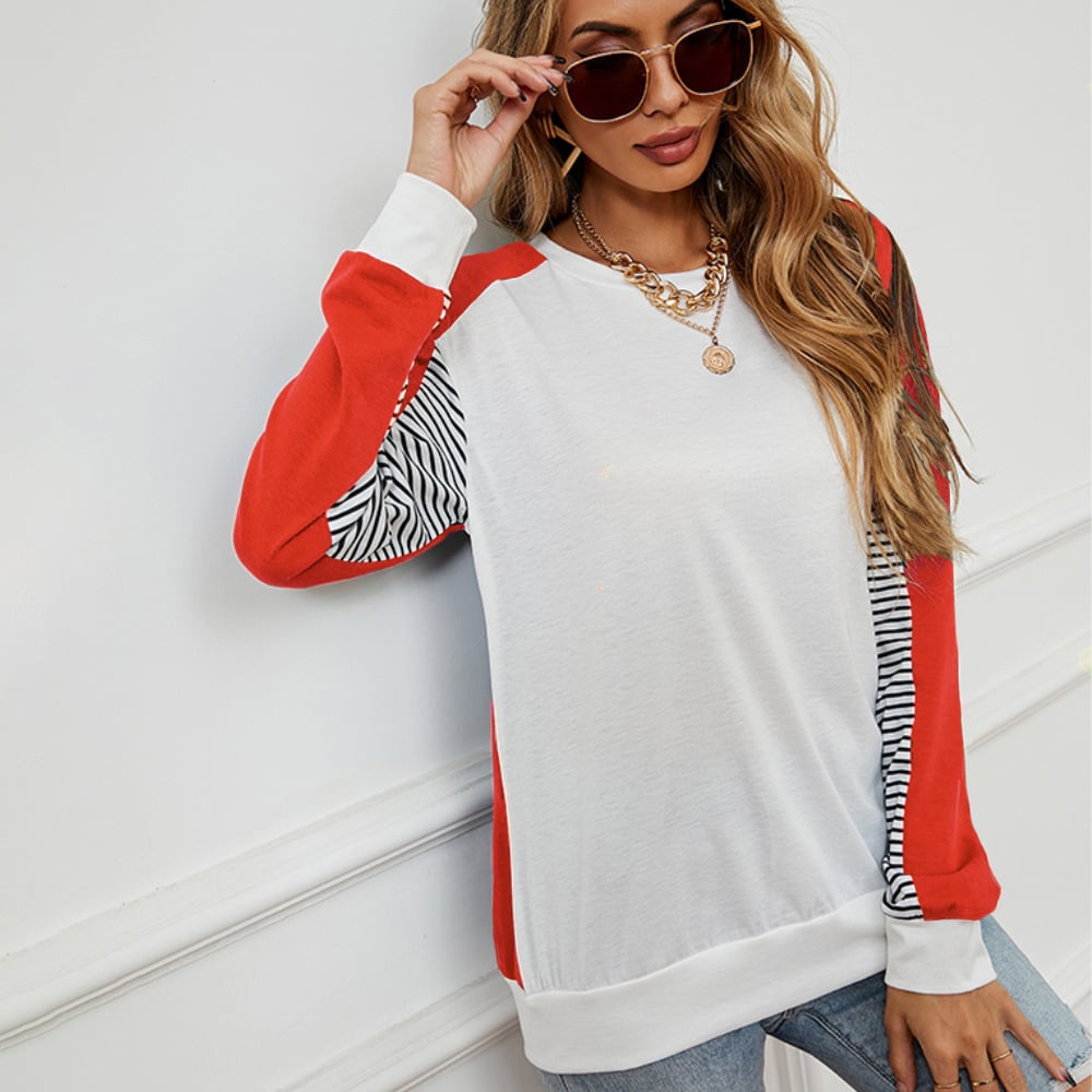 Slimming Women's Printed Stitching Sweater