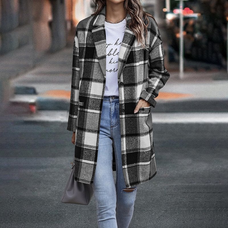 Woolen Lapel Coat for Autumn and Winter Season