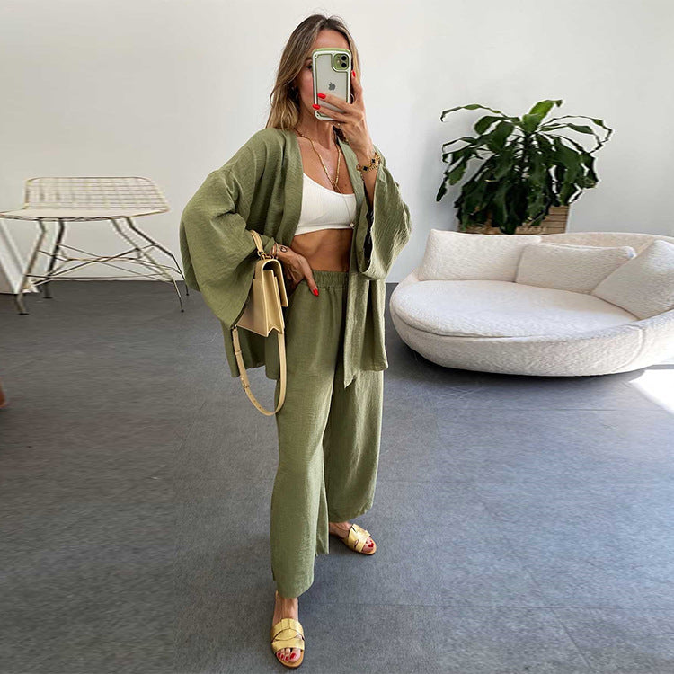 The Serena Cardigan & Wide Leg Pants Set