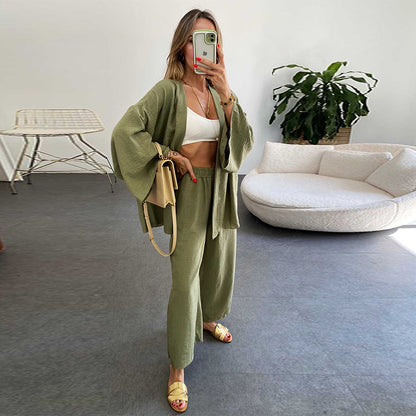 The Serena Cardigan & Wide Leg Pants Set