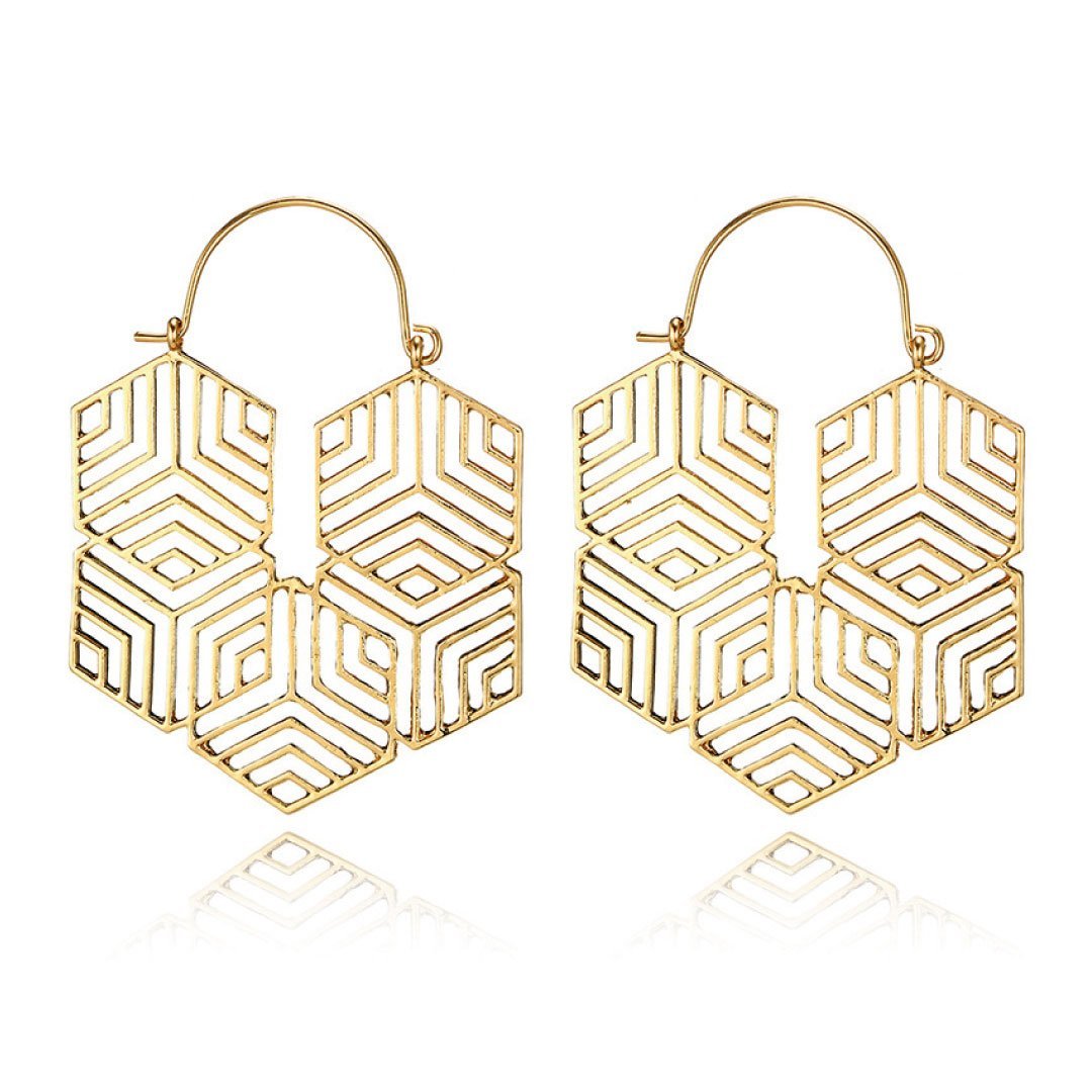 Hex Gold Earrings