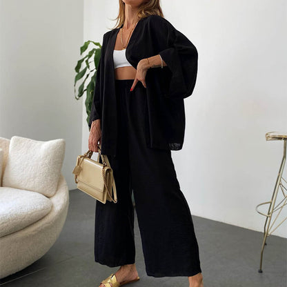 The Serena Cardigan & Wide Leg Pants Set