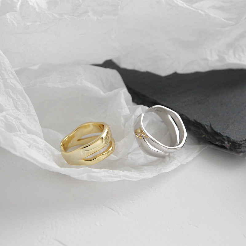 Geo Double Wave Ring