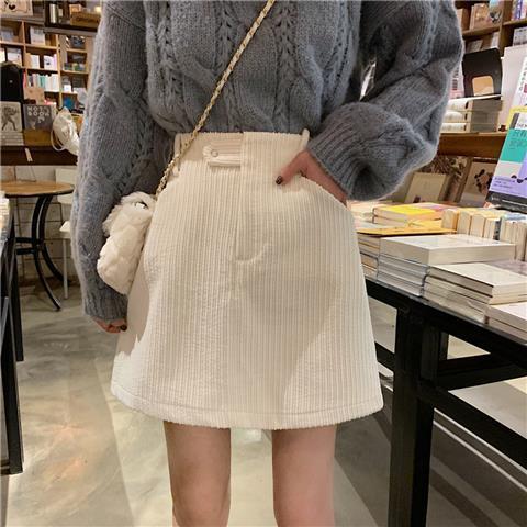 High Waist Slim Corduroy Skirt